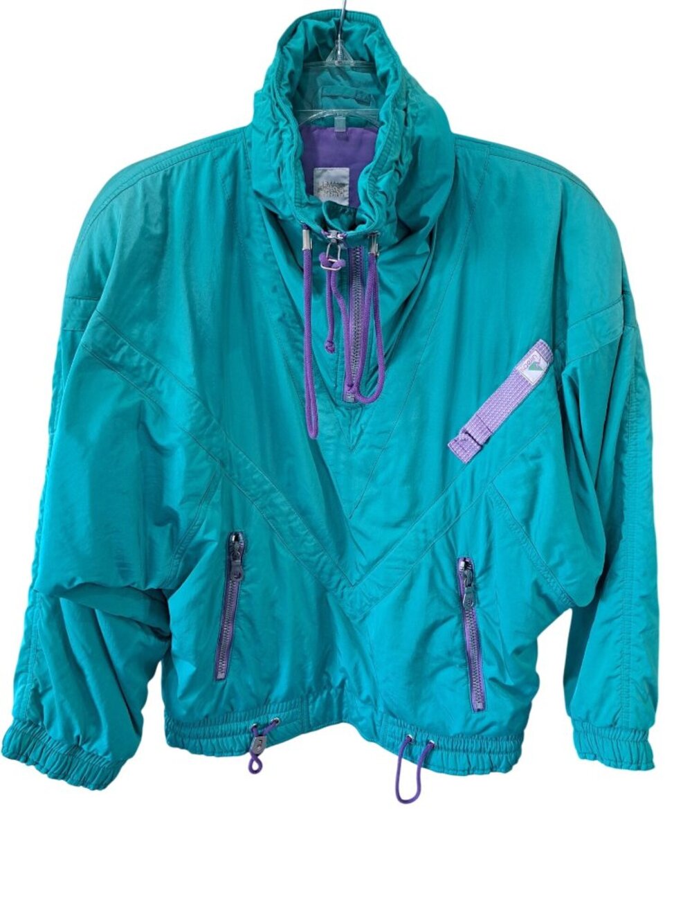 Kaelin Womens Teal Purple Vintage Ski Jacket Elastic 3/4 Zip Nylon Winter Snow L
